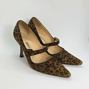MANOLO BLAHNIK Leopard Print Mary Jane IT36/US6